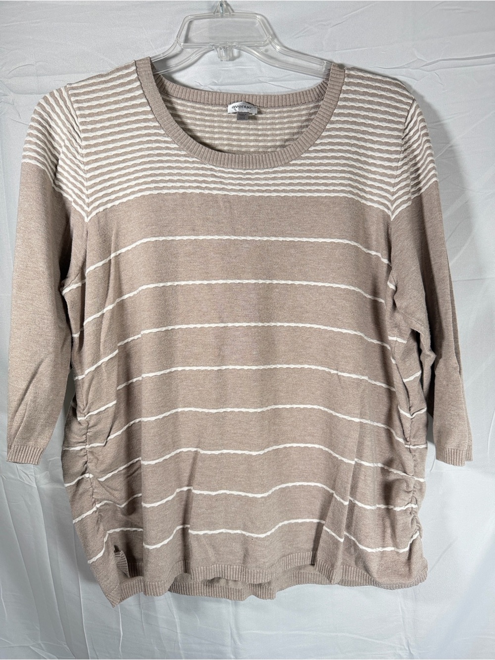 The Avenue Taupe Striped Knit Top